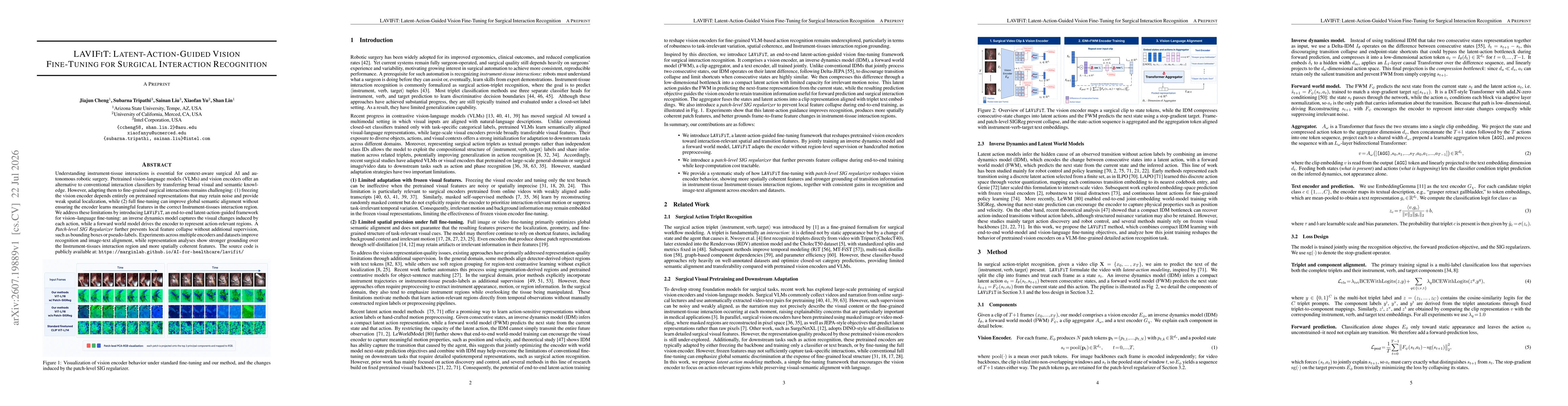 Thumbnail for LAVIFT: Latent-Action-Guided Vision Fine-Tuning for Surgical Interaction Recognition