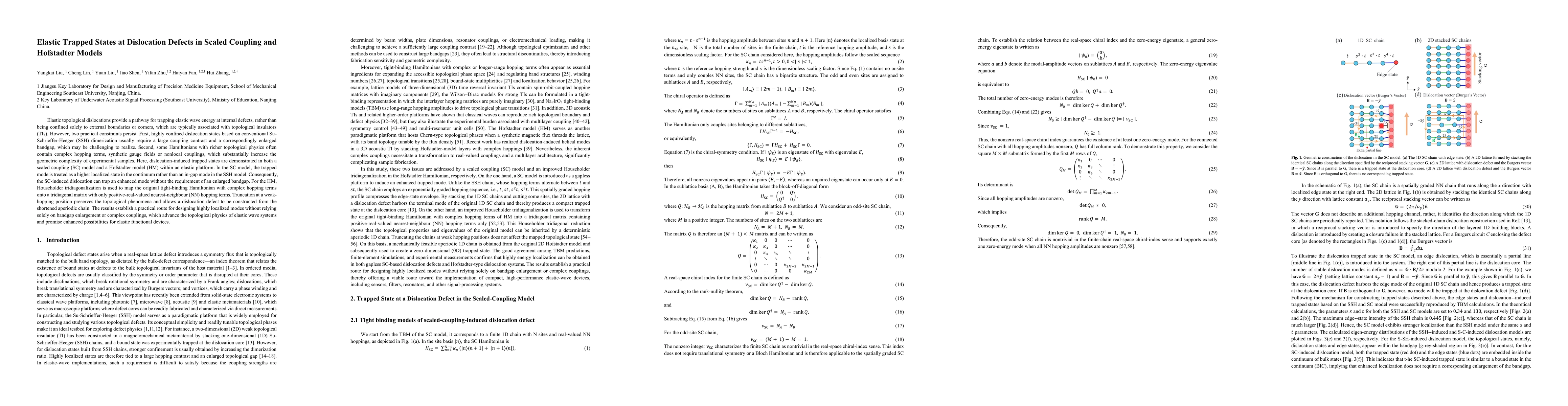 Thumbnail for Elastic Trapped States at Dislocation Defects in Scaled Coupling and Hofstadter Models
