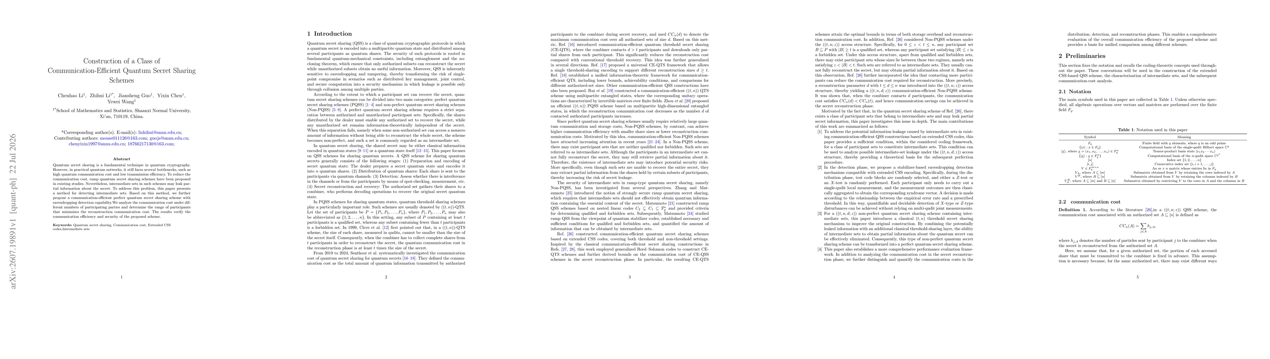 Thumbnail for Construction of a Class of Communication-Efficient Quantum Secret Sharing Schemes