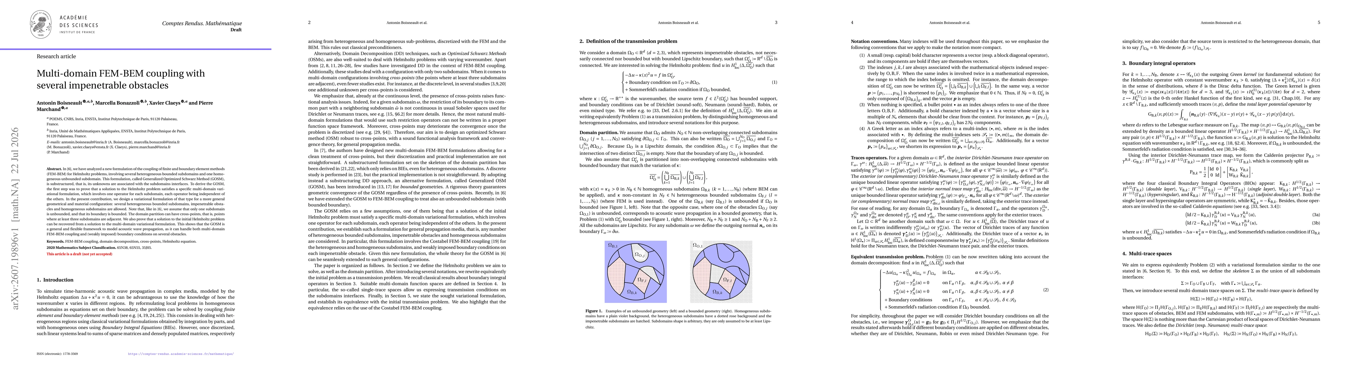 Thumbnail for Multi-domain FEM-BEM coupling with several impenetrable obstacles