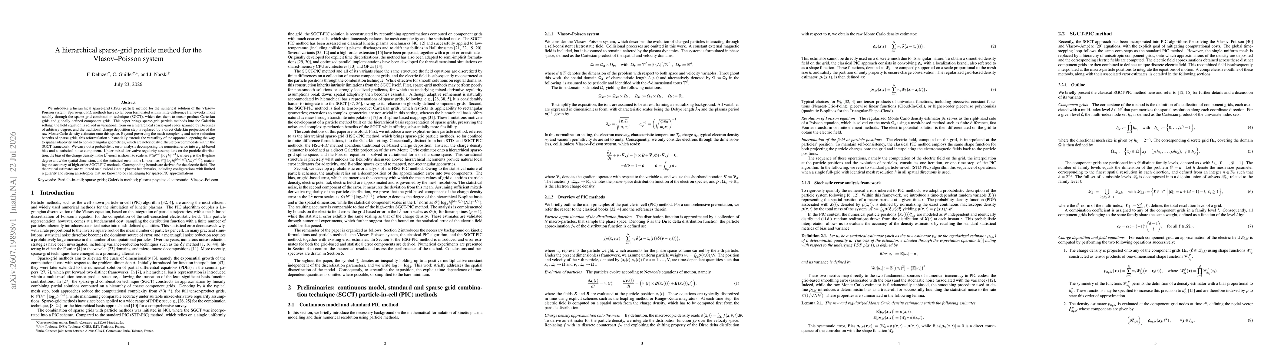 Thumbnail for A hierarchical sparse-grid particle method for the Vlasov--Poisson system