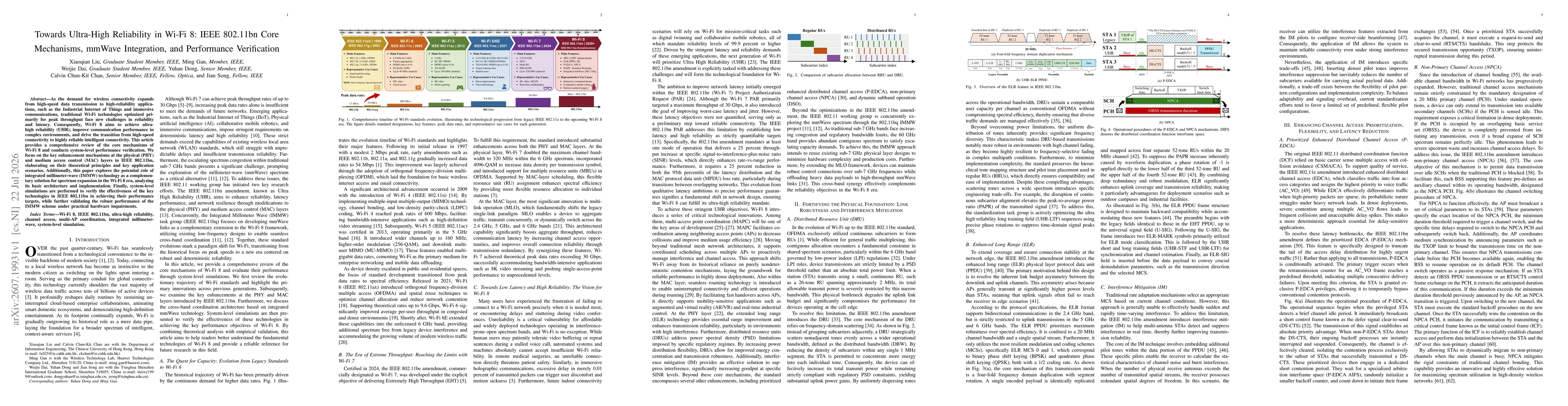 Thumbnail for Towards Ultra-High Reliability in Wi-Fi 8: IEEE 802.11bn Core Mechanisms, mmWave Integration, and Performance Verification