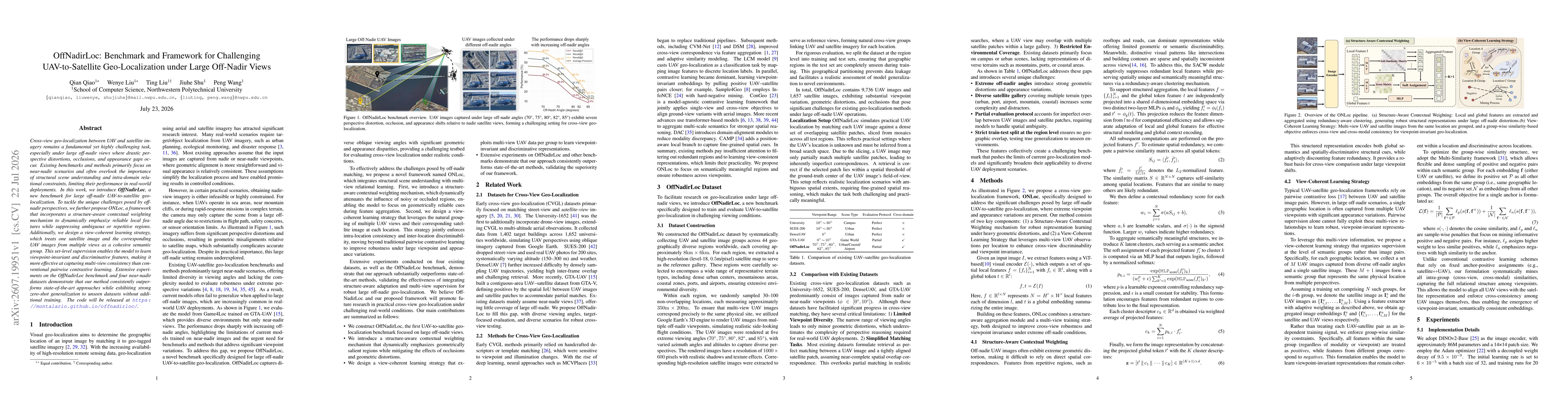 Thumbnail for OffNadirLoc: Benchmark and Framework for Challenging UAV-to-Satellite Geo-Localization under Large Off-Nadir Views