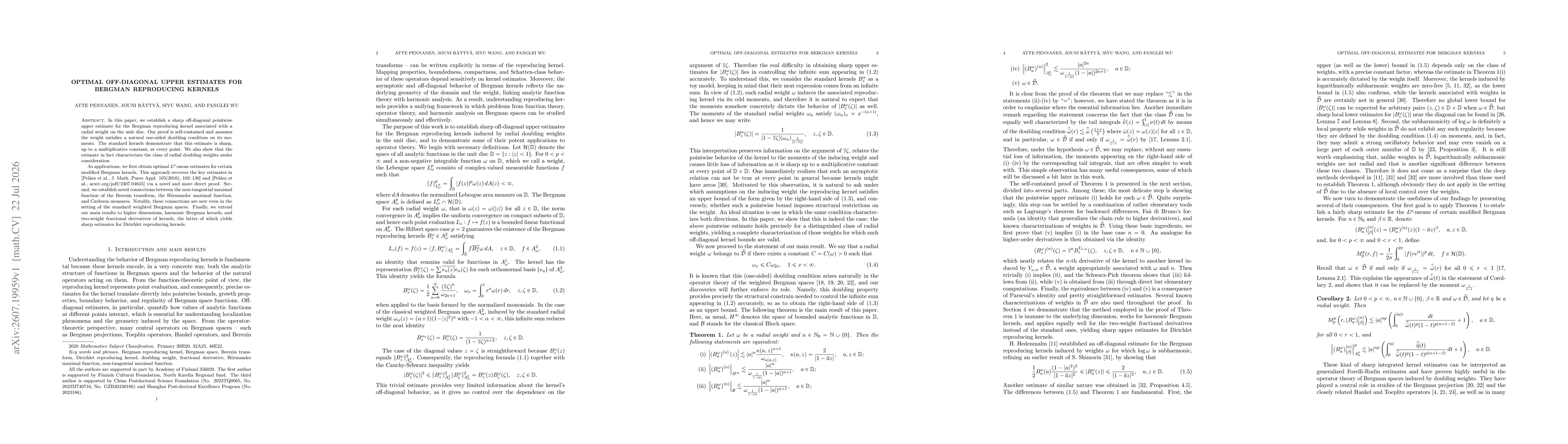Thumbnail for Optimal off-diagonal upper estimates for Bergman reproducing kernels