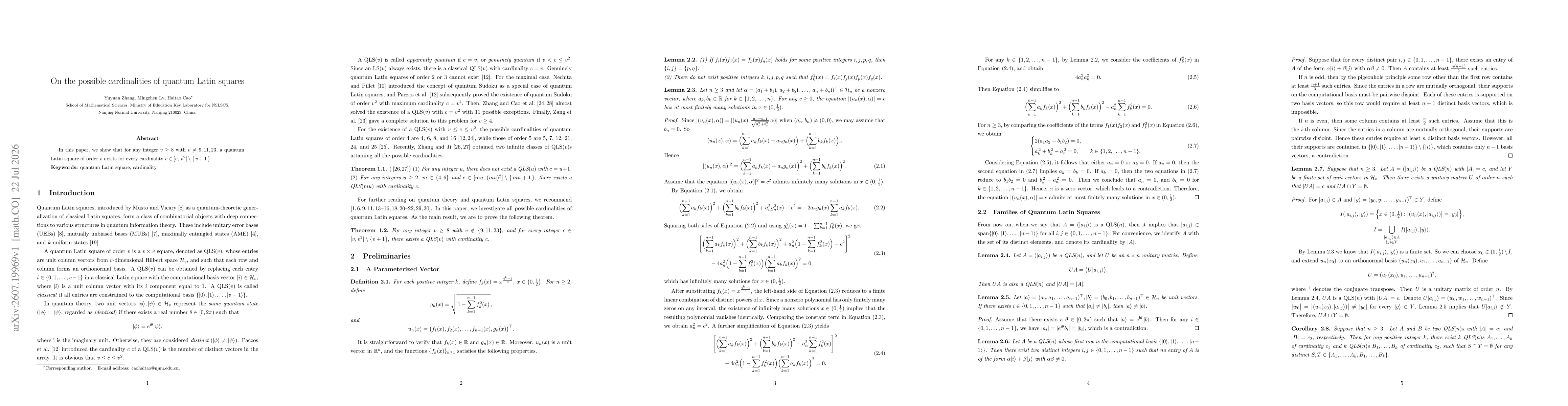 Thumbnail for On the possible cardinalities of quantum Latin squares