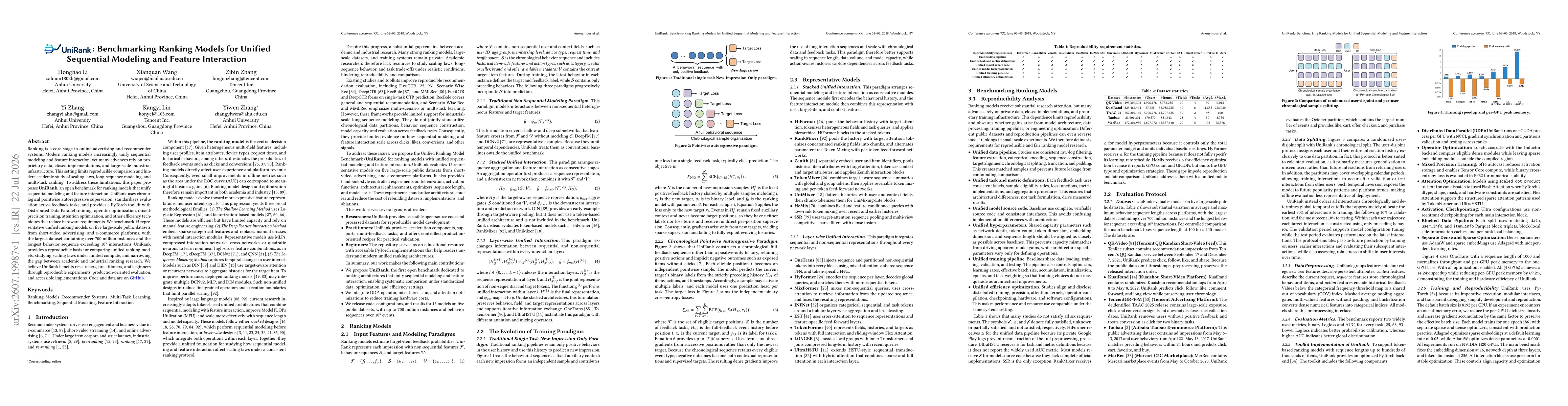 Thumbnail for UniRank: Benchmarking Ranking Models for Unified Sequential Modeling and Feature Interaction