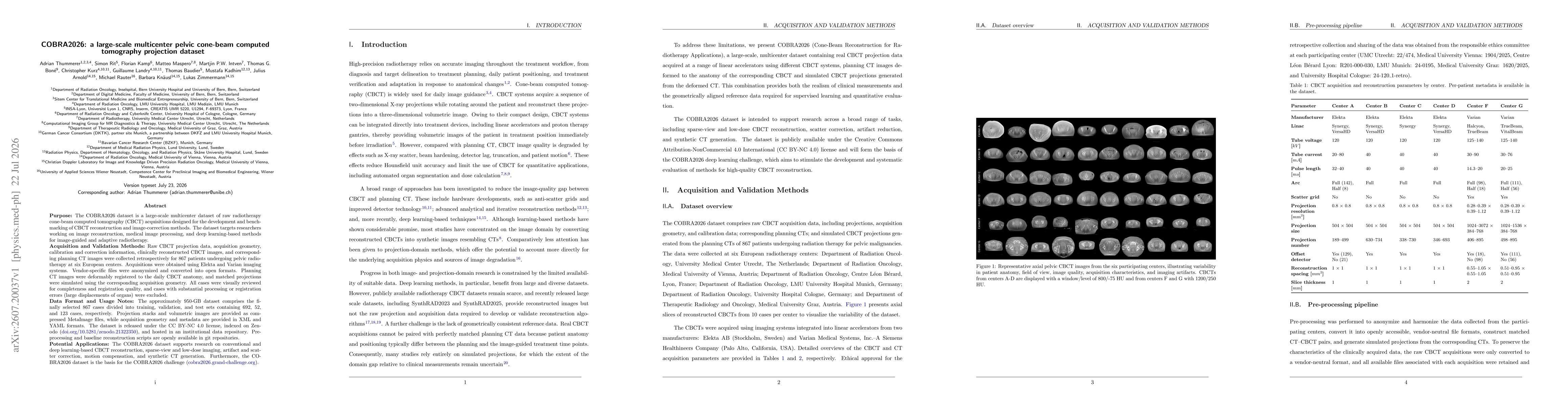 Thumbnail for COBRA2026: a large-scale multicenter pelvic cone-beam computed tomography projection dataset
