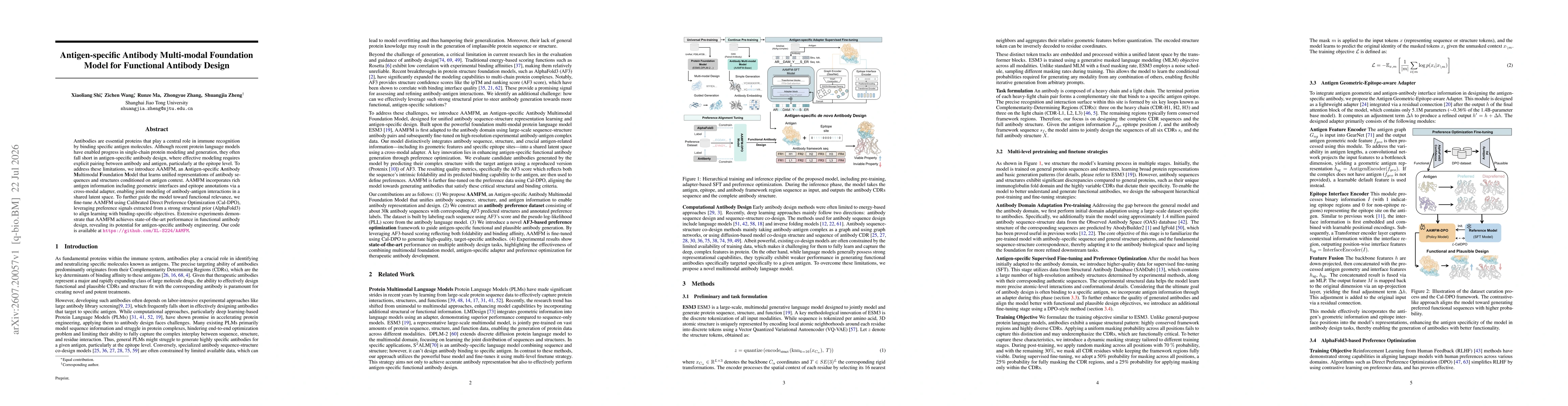 Thumbnail for Antigen-specific Antibody Multi-modal Foundation Model for Functional Antibody Design