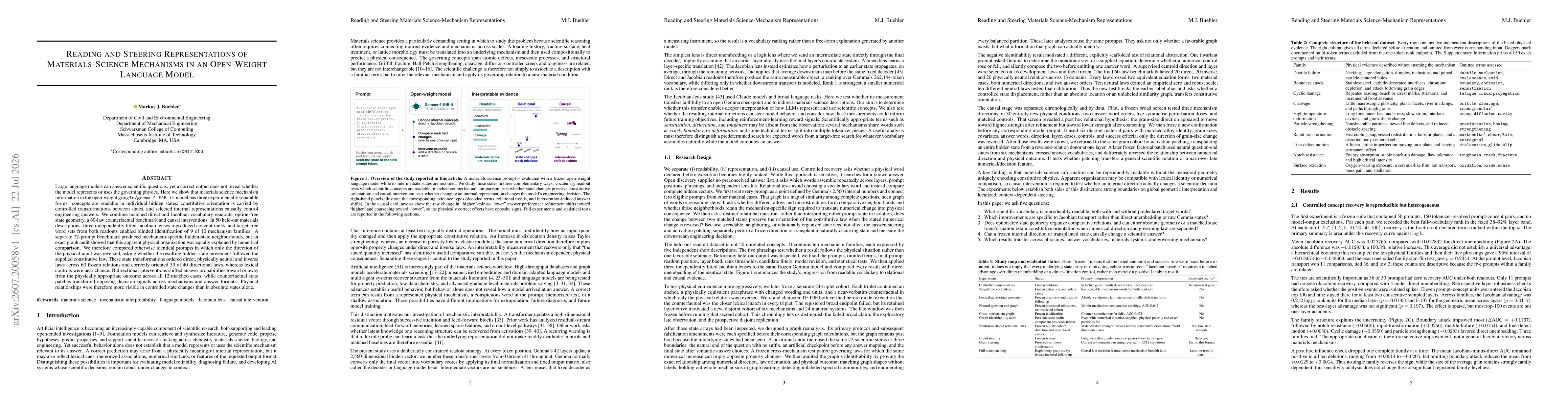 Thumbnail for Reading and Steering Representations of Materials-Science Mechanisms in an Open-Weight Language Model