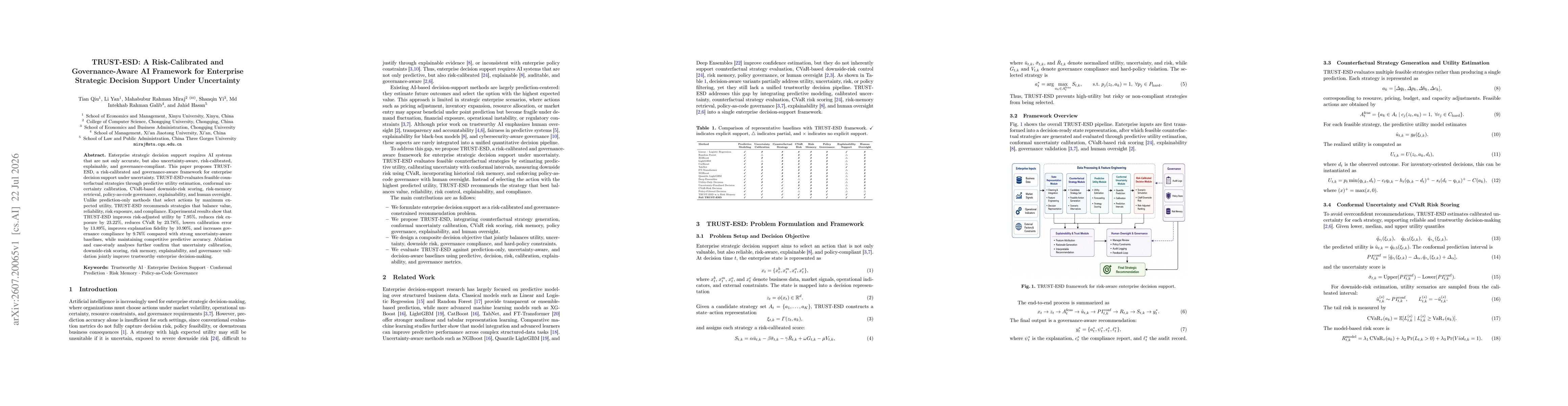 Thumbnail for TRUST-ESD: A Risk-Calibrated and Governance-Aware AI Framework for Enterprise Strategic Decision Support Under Uncertainty
