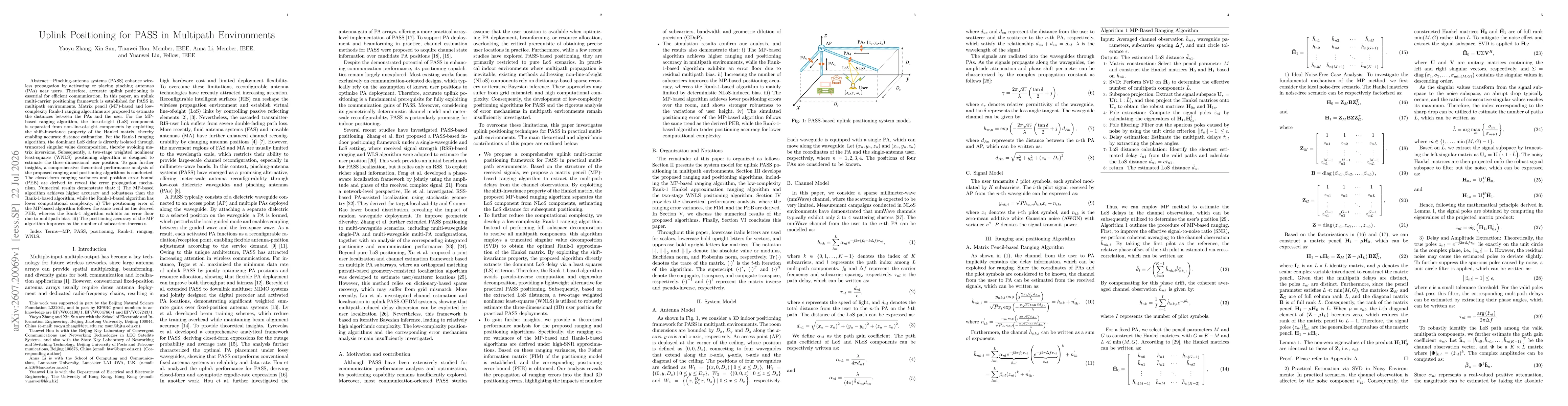Thumbnail for Uplink Positioning for PASS in Multipath Environments