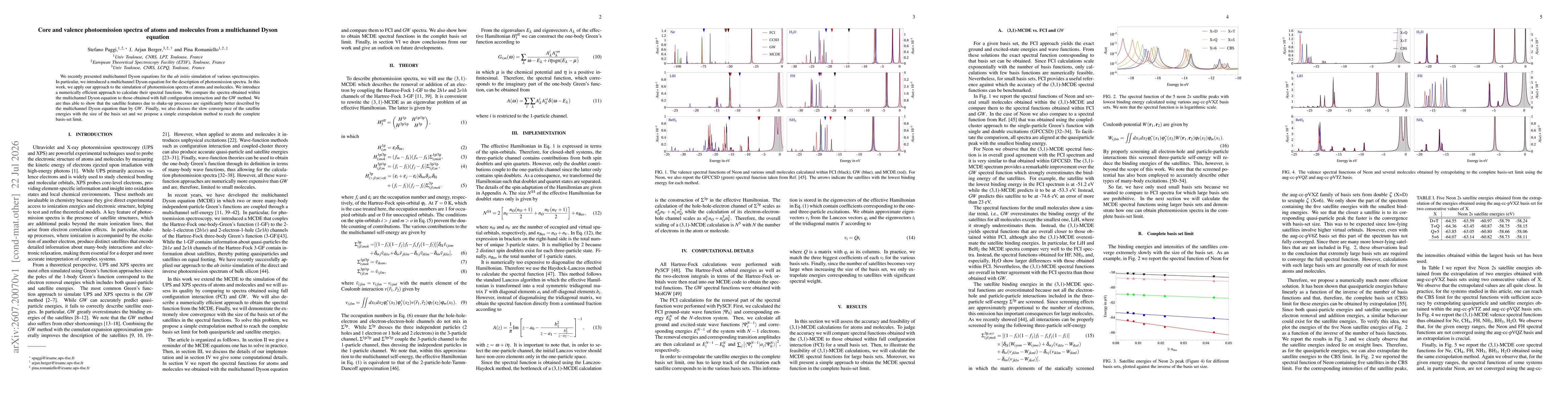 Thumbnail for Core and valence photoemission spectra of atoms and molecules from a multichannel Dyson equation