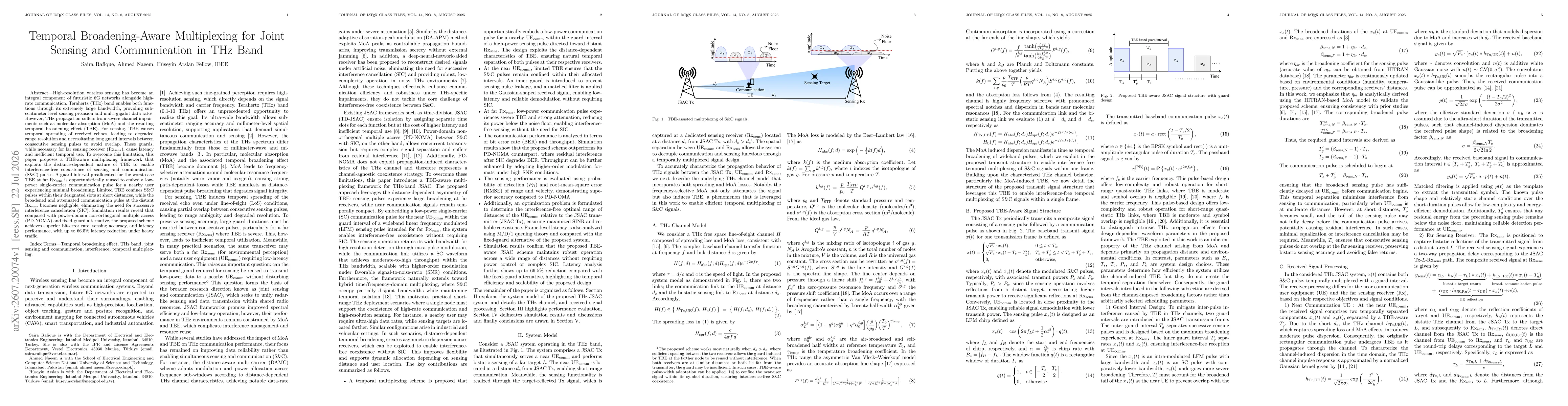 Thumbnail for Temporal Broadening-Aware Multiplexing for Joint Sensing and Communication in THz Band