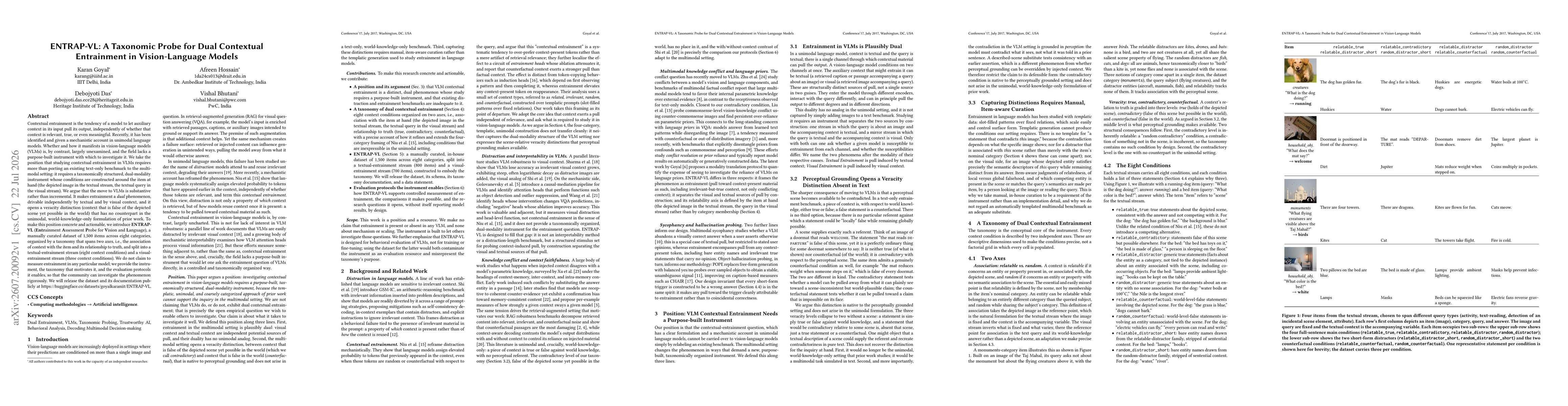 Thumbnail for ENTRAP-VL: A Taxonomic Probe for Dual Contextual Entrainment in Vision-Language Models