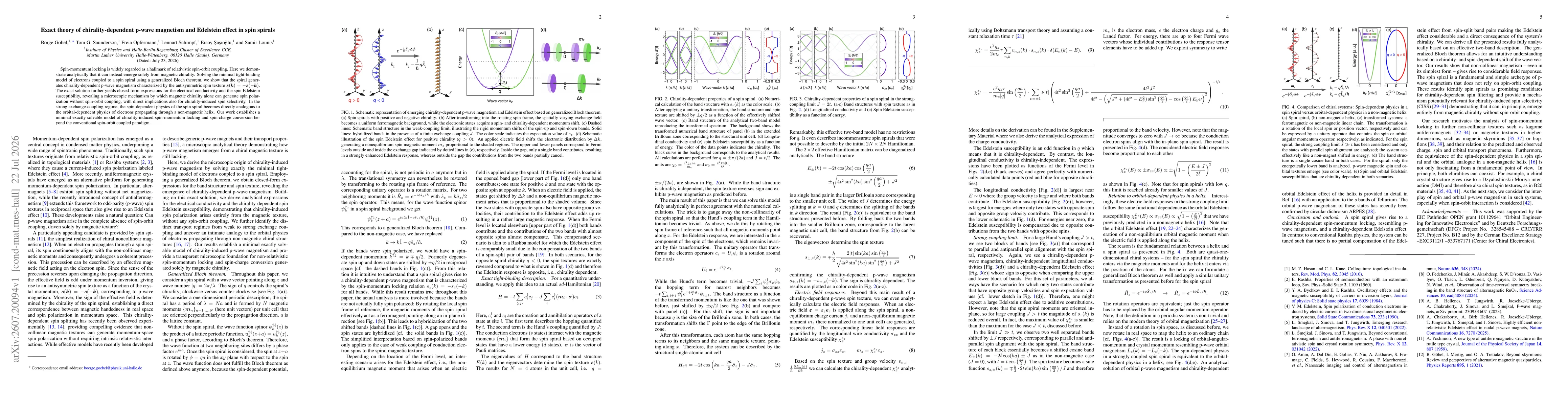 Thumbnail for Exact theory of chirality-dependent p-wave magnetism and Edelstein effect in spin spirals