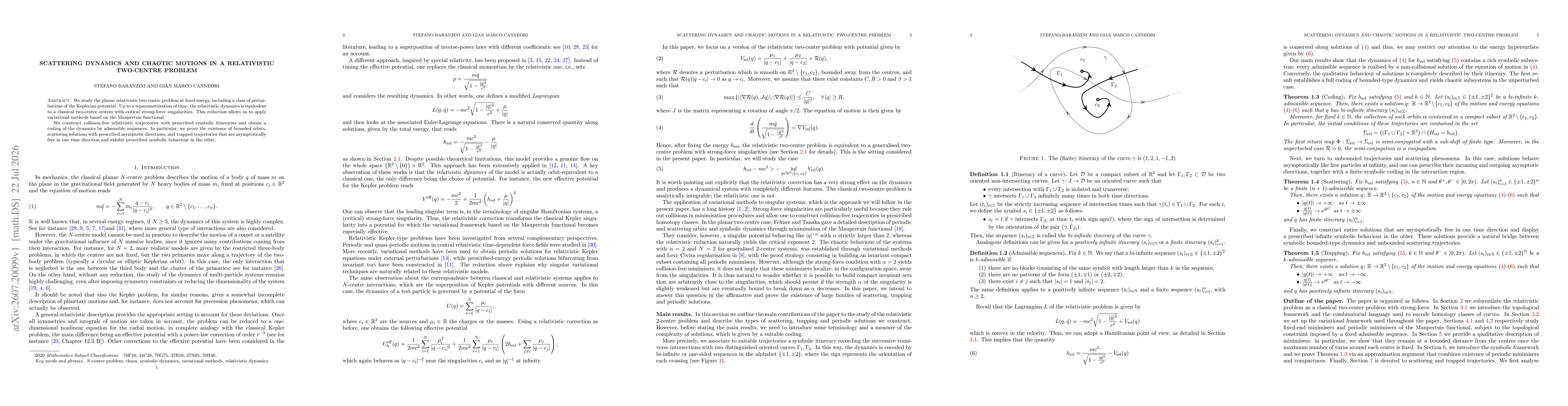 Thumbnail for Scattering Dynamics and Chaotic Motions in a Relativistic Two-Centre Problem