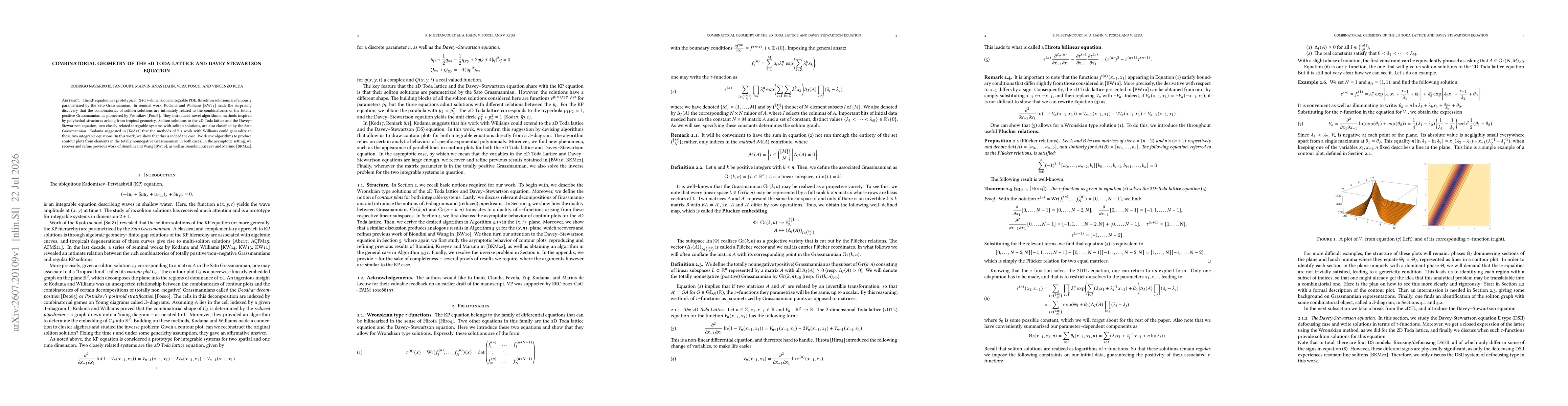 Thumbnail for Combinatorial geometry of the 2D Toda lattice and Davey Stewartson equation