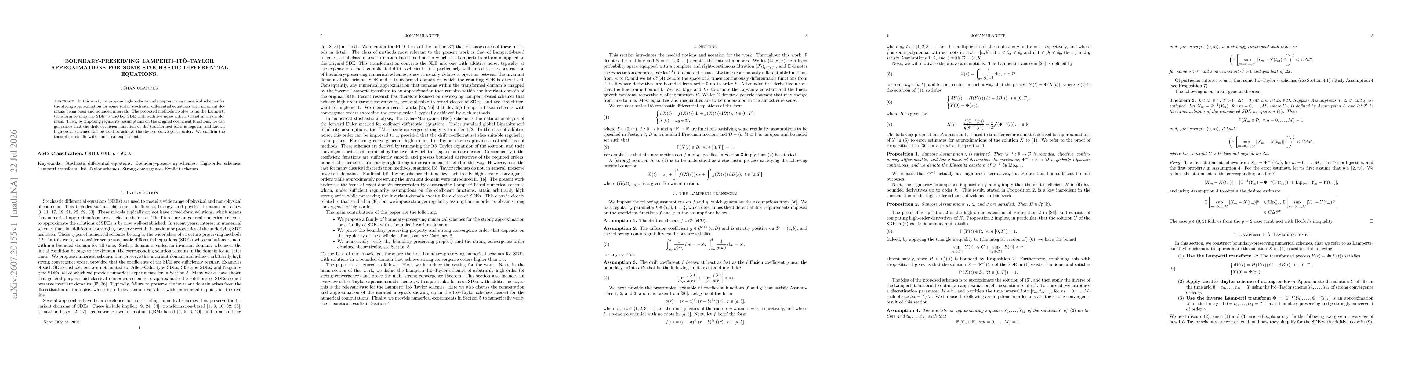 Thumbnail for Boundary-preserving Lamperti--Itô--Taylor approximations for some stochastic differential equations