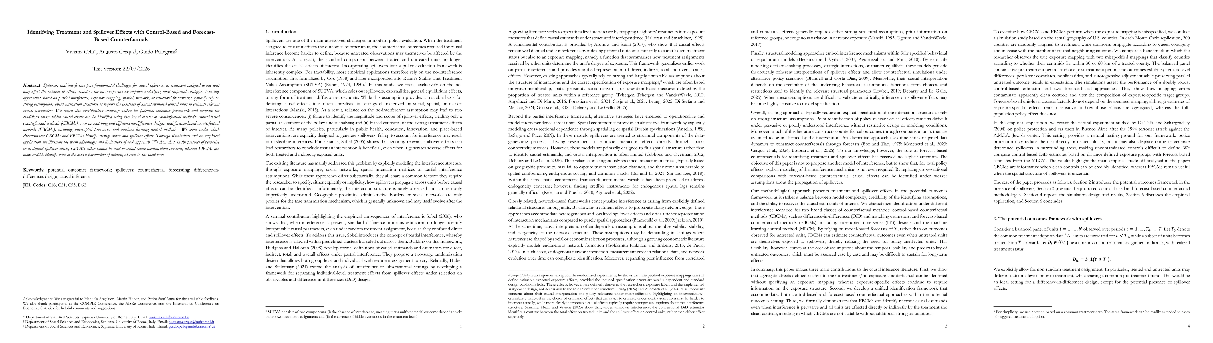 Thumbnail for Identifying Treatment and Spillover Effects with Control-Based and Forecast-Based Counterfactuals