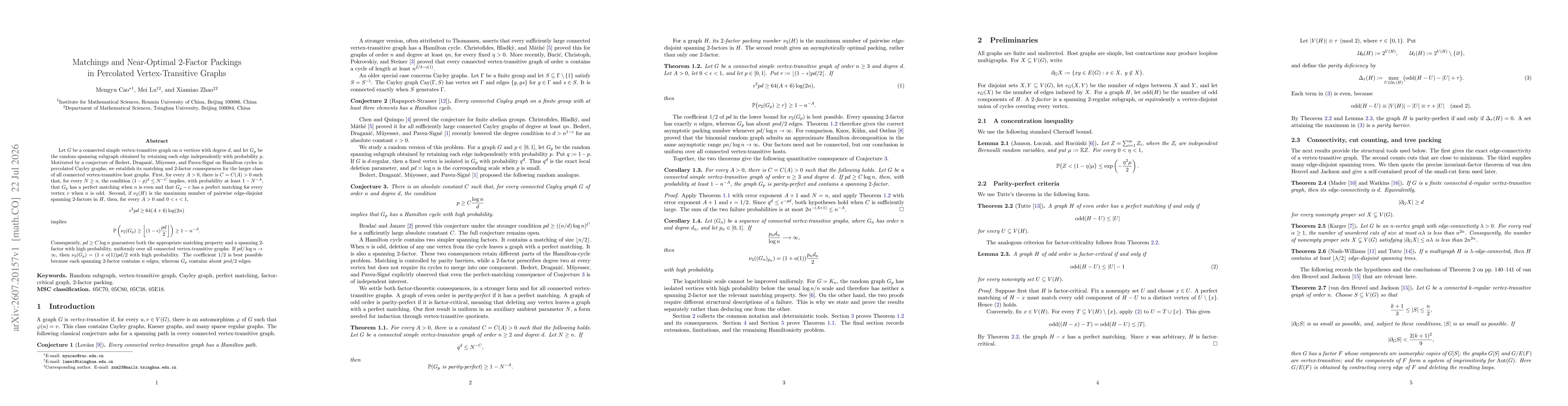 Thumbnail for Matchings and Near-Optimal 2-Factor Packings in Percolated Vertex-Transitive Graphs
