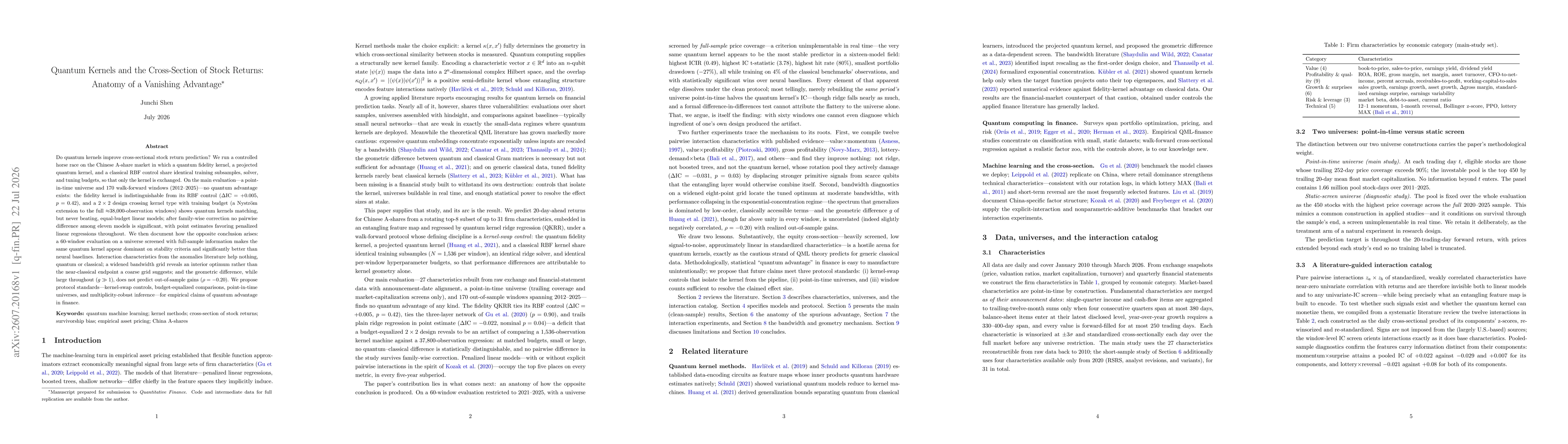 Thumbnail for Quantum Kernels and the Cross-Section of Stock Returns: Anatomy of a Vanishing Advantage