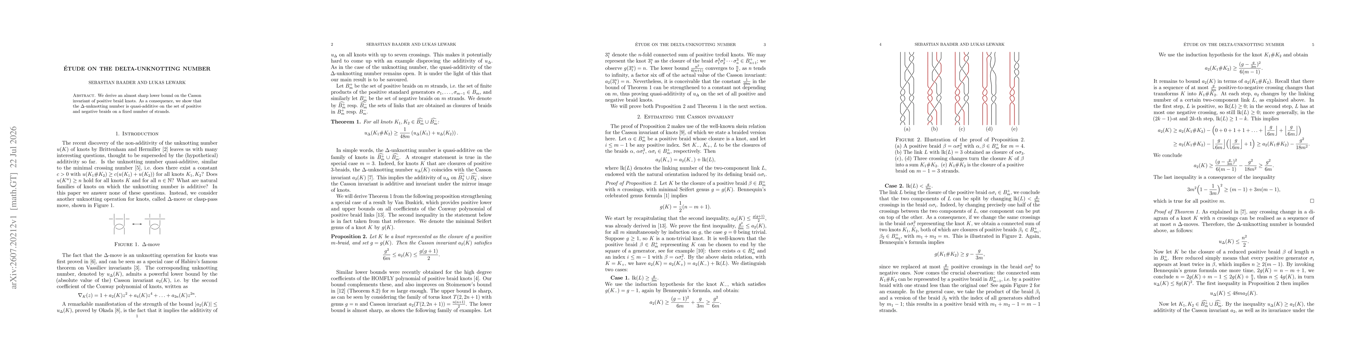 Thumbnail for Étude on the Delta-unknotting number