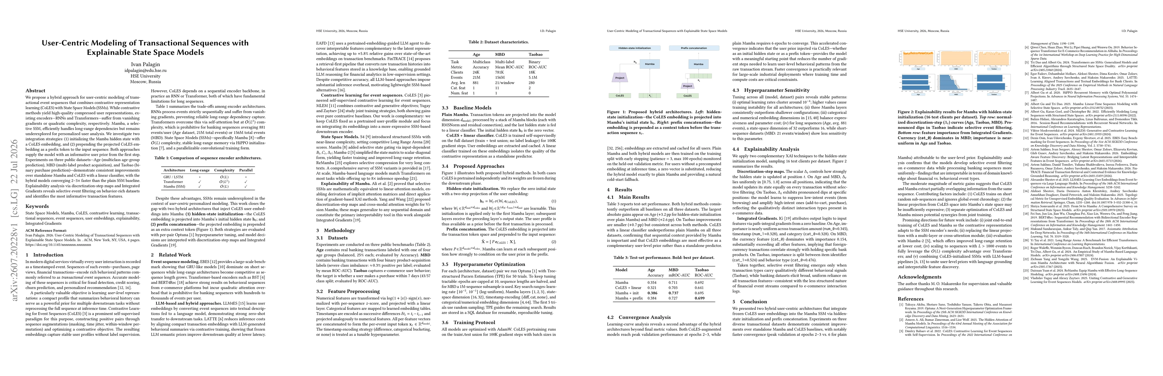Thumbnail for User-Centric Modeling of Transactional Sequences with Explainable State Space Models