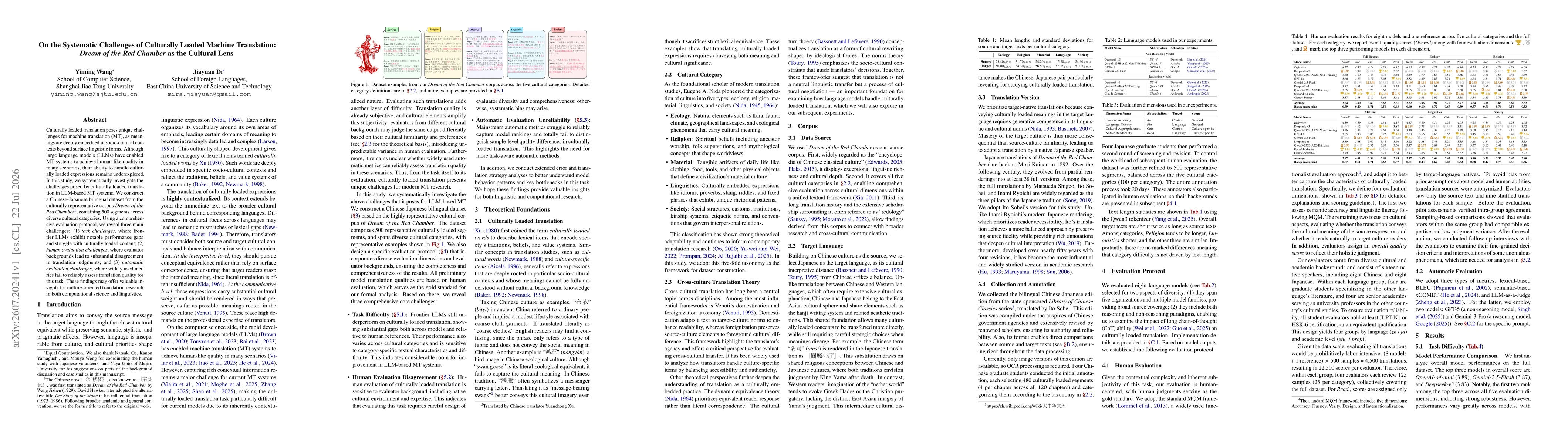 Thumbnail for On the Systematic Challenges of Culturally Loaded Machine Translation: Dream of the Red Chamber as the Cultural Lens