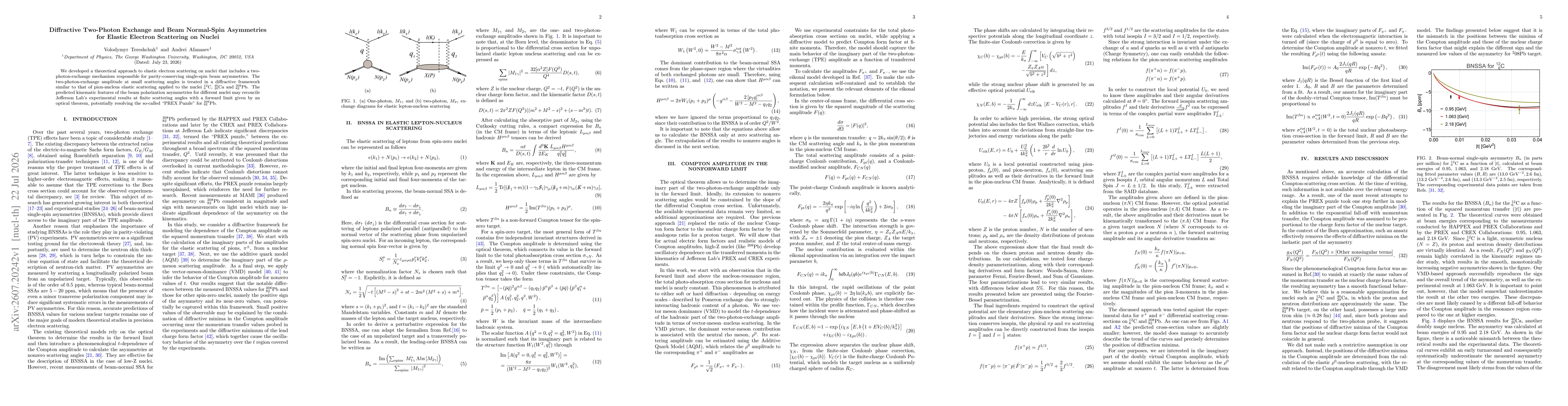 Thumbnail for Diffractive Two-Photon Exchange and Beam Normal-Spin Asymmetries for Elastic Electron Scattering on Nuclei