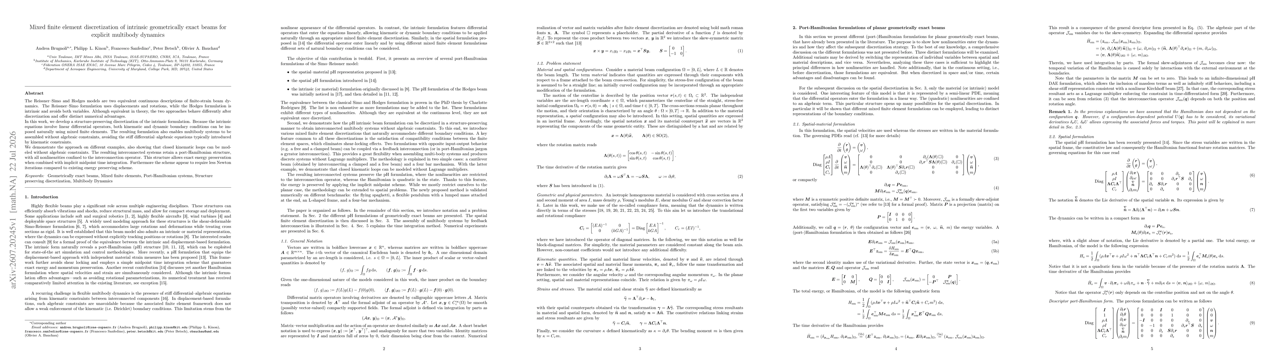 Thumbnail for Mixed finite element discretization of intrinsic geometrically exact beams for explicit multibody dynamics