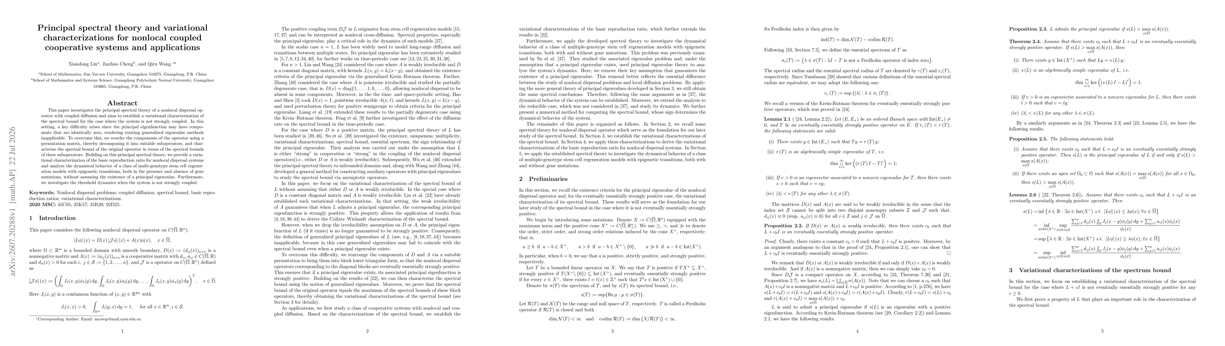 Thumbnail for Principal spectral theory and variational characterizations for nonlocal coupled cooperative systems and applications