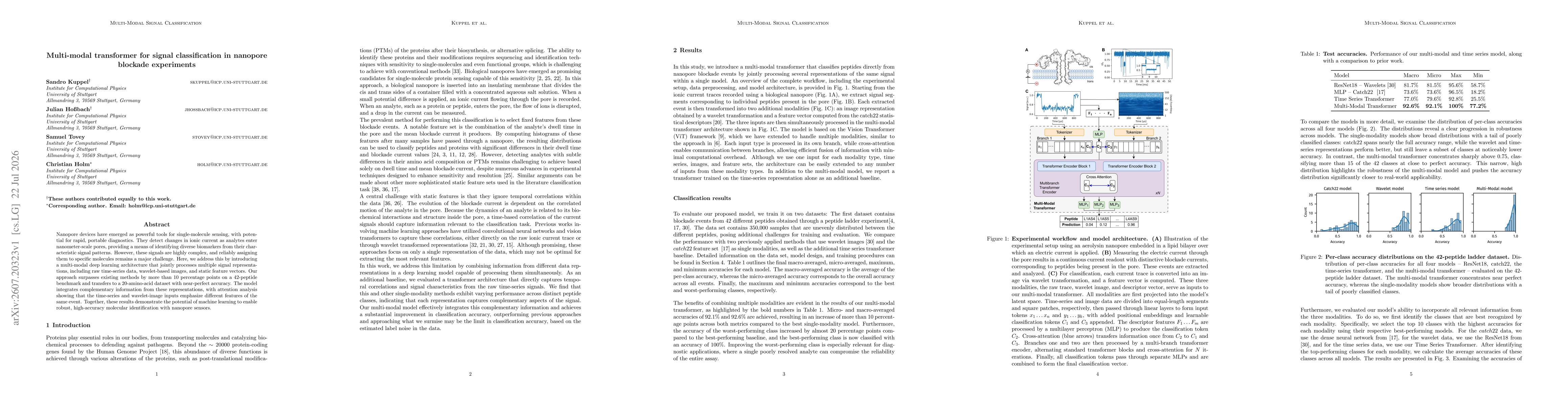 Thumbnail for Multi-modal transformer for signal classification in nanopore blockade experiments