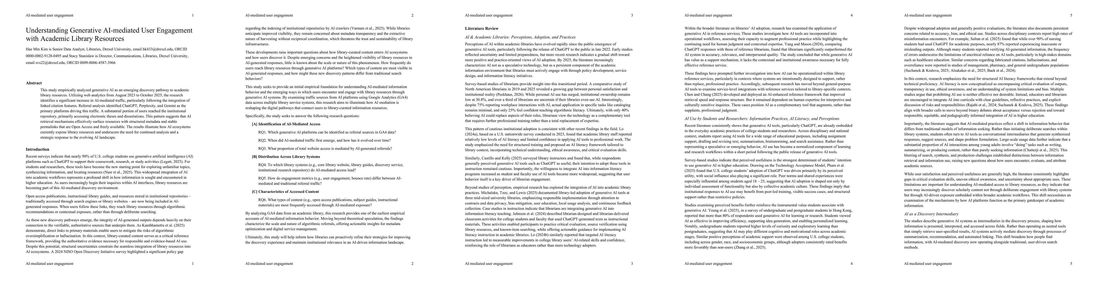 Thumbnail for Understanding Generative AI-mediated User Engagement with Academic Library Resources
