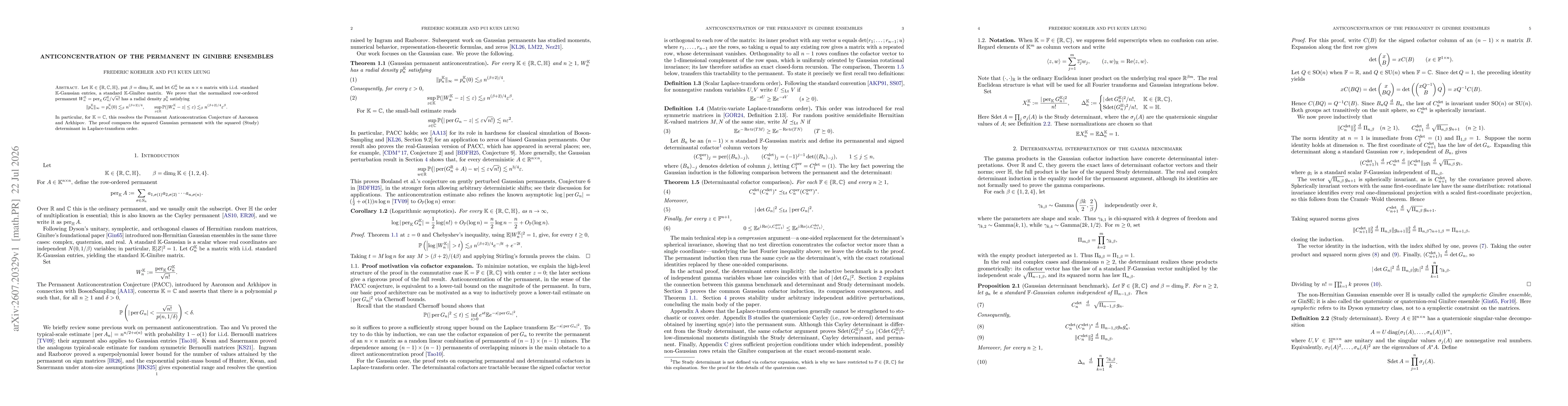 Thumbnail for Anticoncentration of the Permanent in Ginibre Ensembles