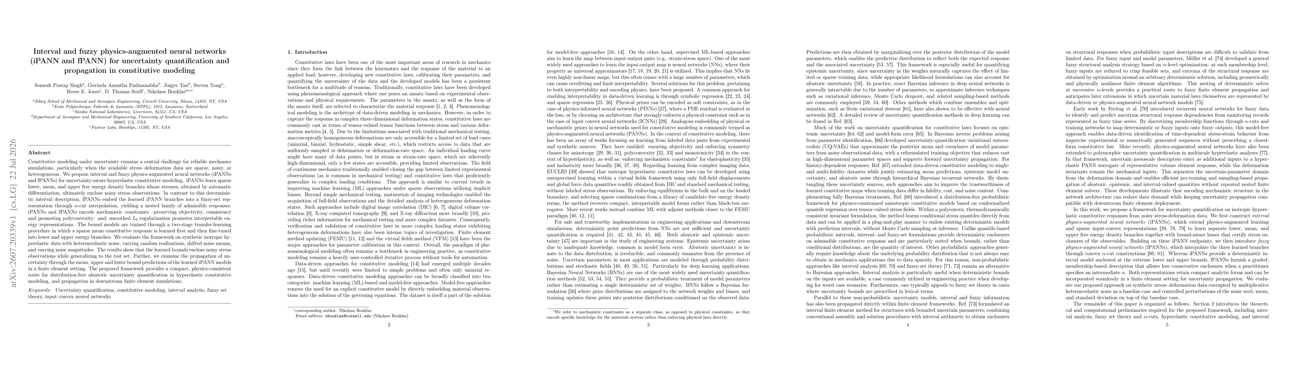 Thumbnail for Interval and fuzzy physics-augmented neural networks (iPANN and fPANN) for uncertainty quantification and propagation in constitutive modeling