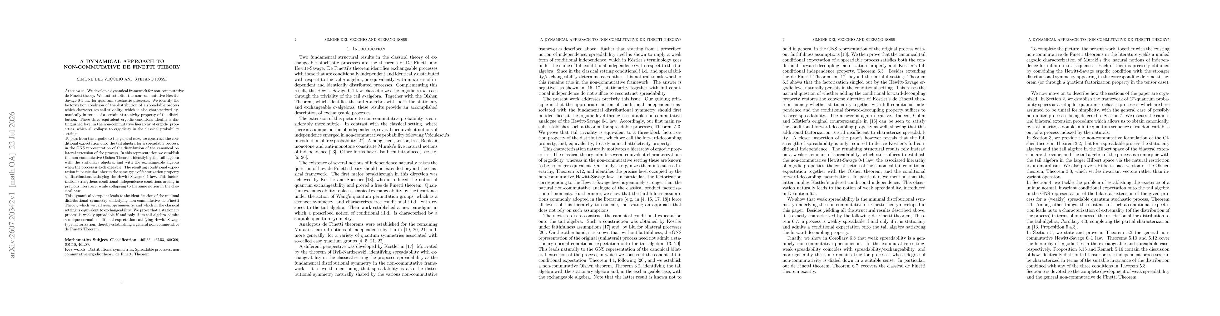 Thumbnail for A Dynamical Approach to Non-Commutative de Finetti Theory