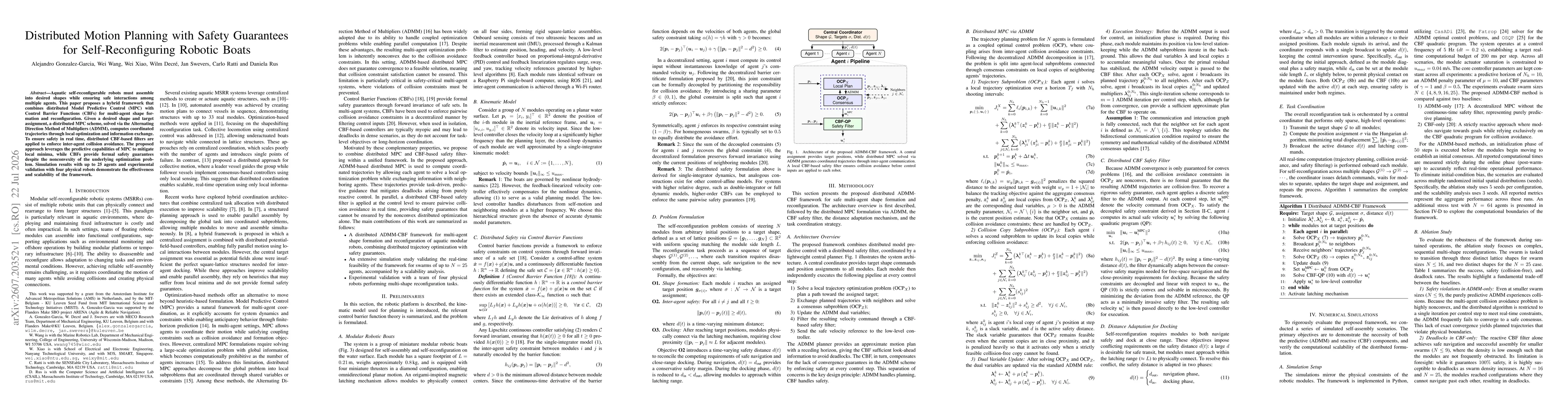 Thumbnail for Distributed Motion Planning with Safety Guarantees for Self-Reconfiguring Robotic Boats