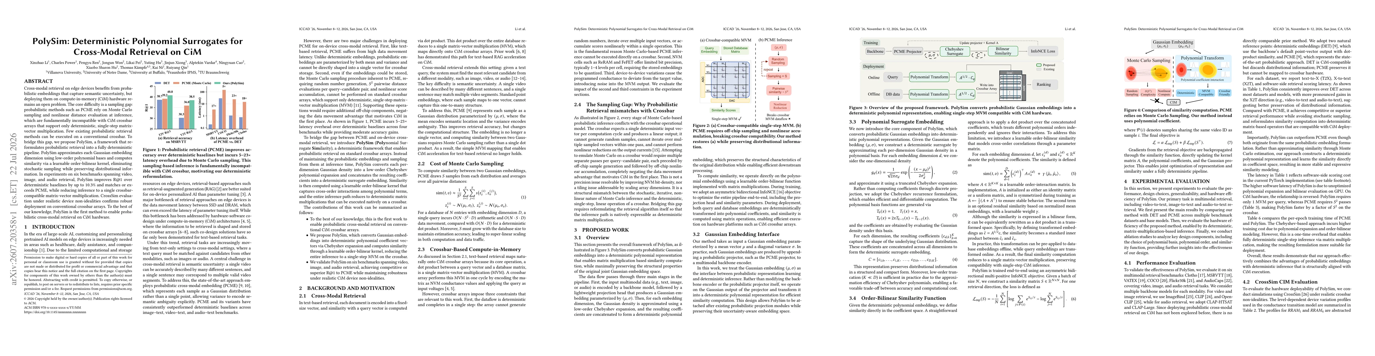Thumbnail for PolySim: Deterministic Polynomial Surrogates for Cross-Modal Retrieval on CiM