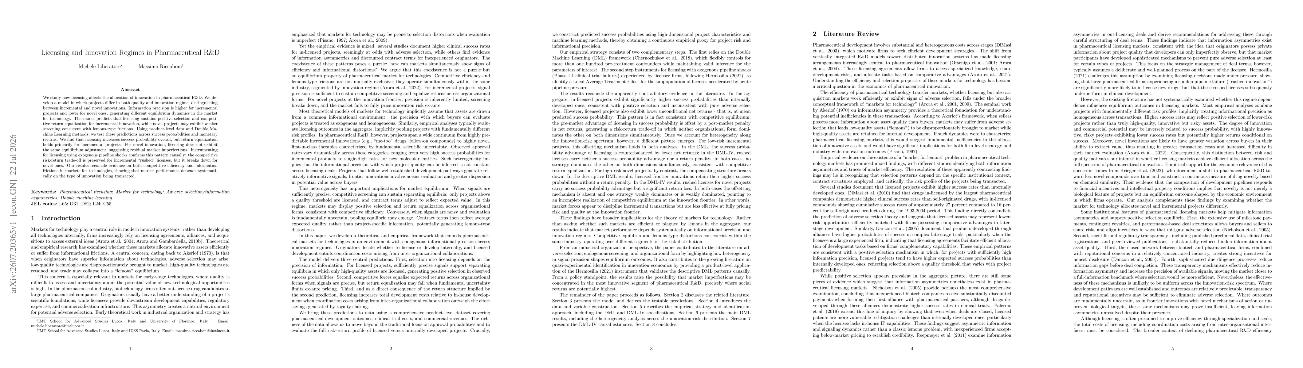 Thumbnail for Licensing and Innovation Regimes in Pharmaceutical R&D
