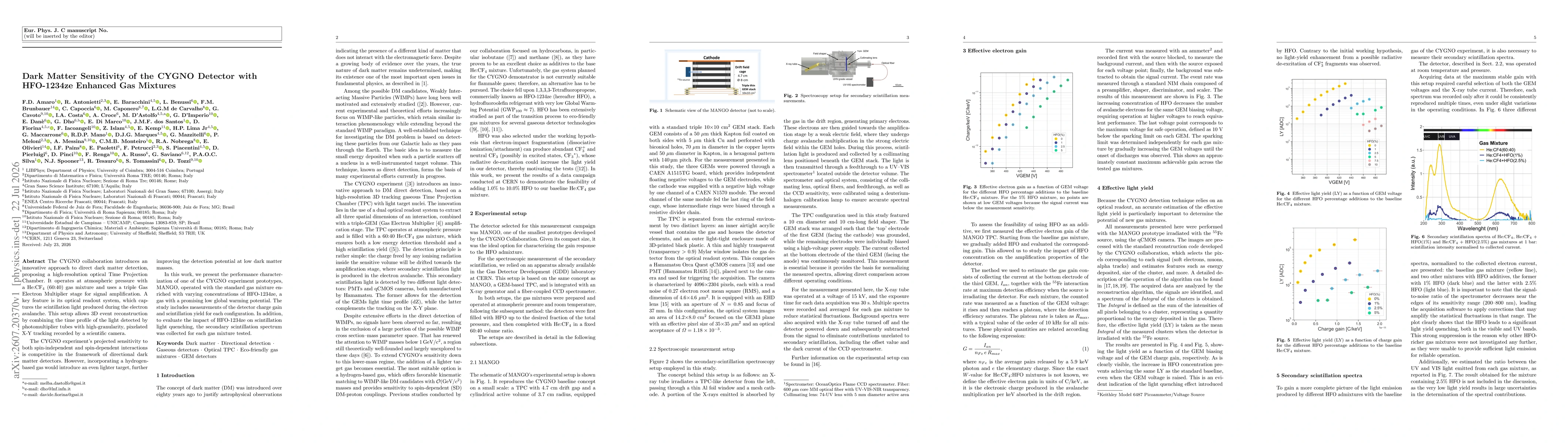 Thumbnail for Dark Matter Sensitivity of the CYGNO Detector with HFO-1234ze Enhanced Gas Mixtures