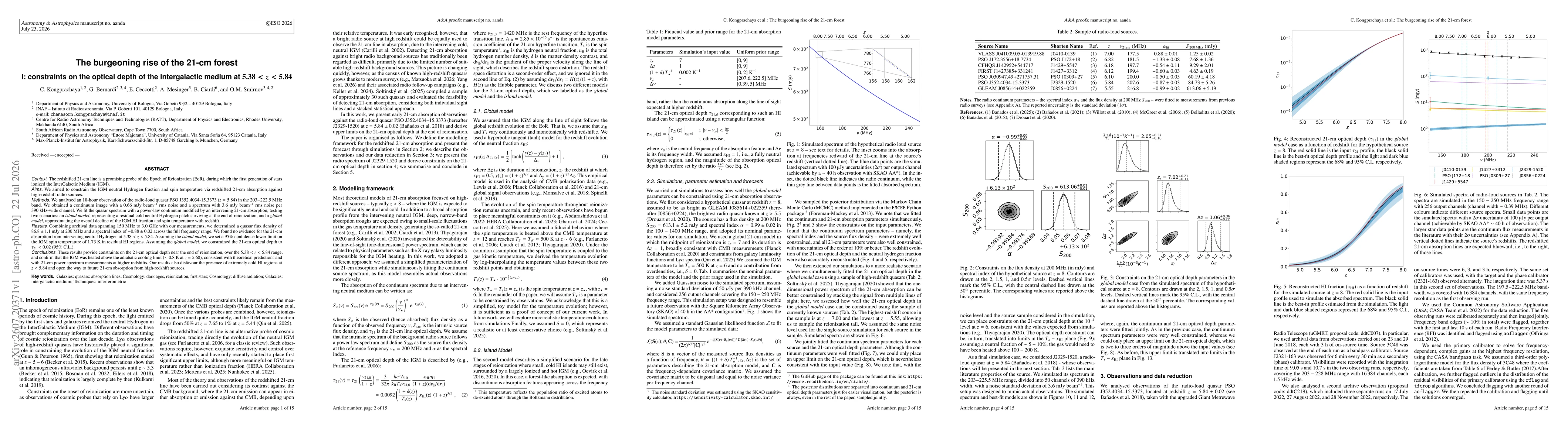 Thumbnail for The burgeoning rise of the 21-cm forest I: constraints on the optical depth of the intergalactic medium at $5.38 < z < 5.84$
