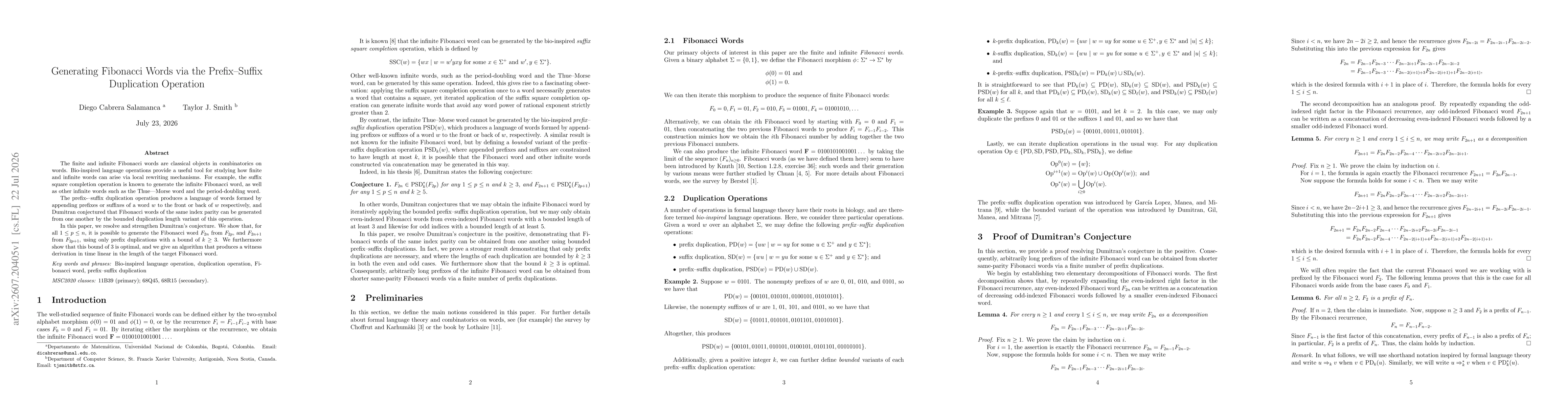 Thumbnail for Generating Fibonacci Words via the Prefix--Suffix Duplication Operation