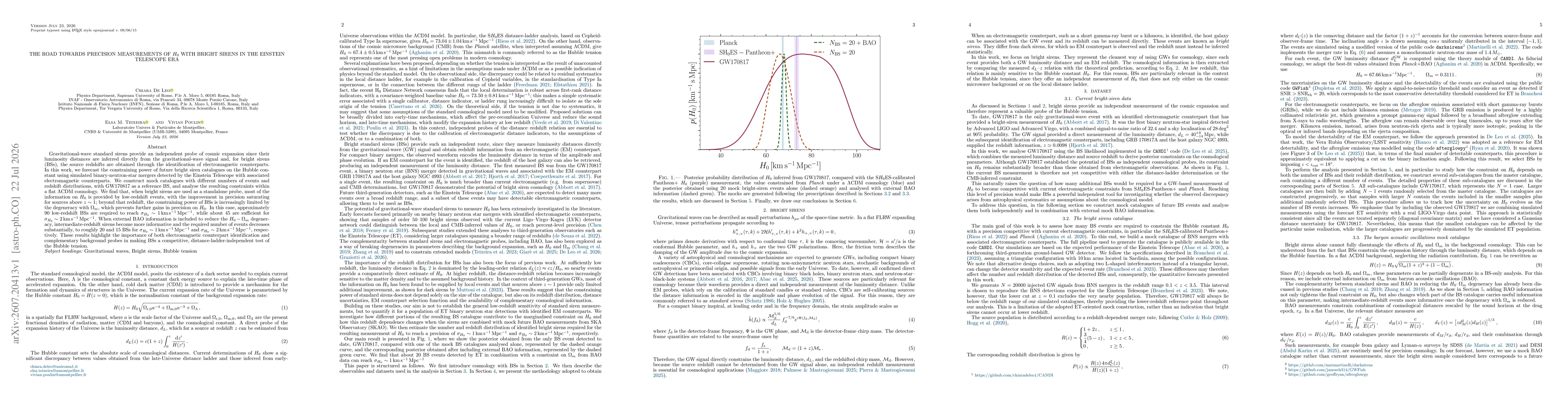 Thumbnail for The road towards precision measurements of $H_0$ with bright sirens in the Einstein Telescope era