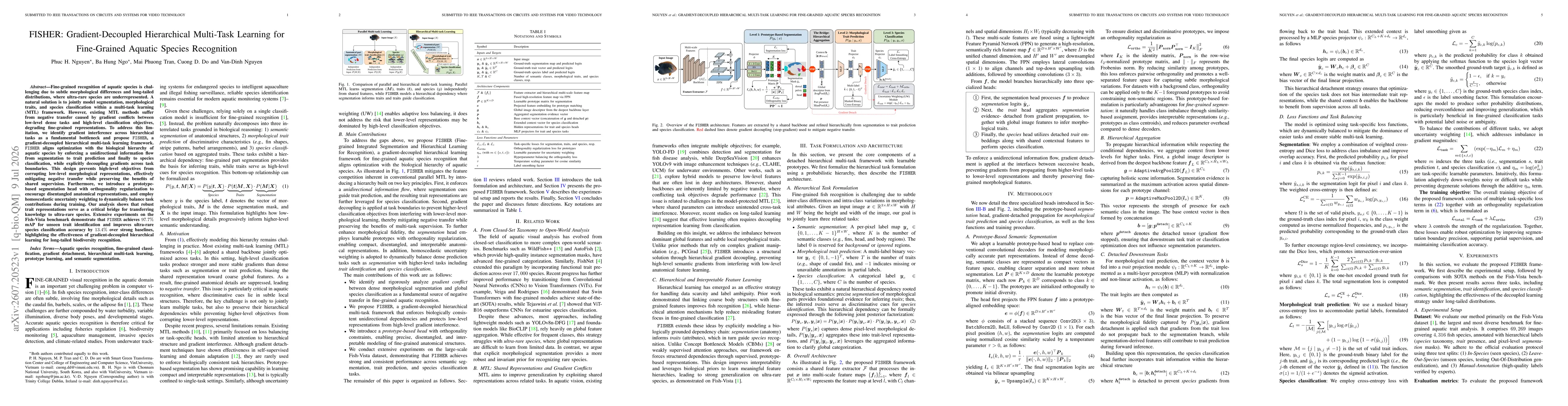 Thumbnail for FISHER: Gradient-Decoupled Hierarchical Multi-Task Learning for Fine-Grained Aquatic Species Recognition
