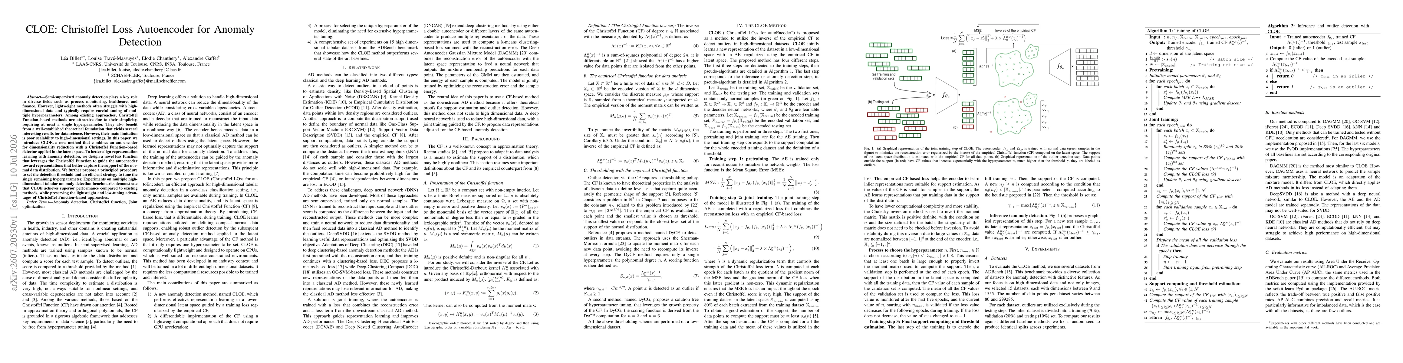 Thumbnail for CLOE: Christoffel Loss Autoencoder for Anomaly Detection