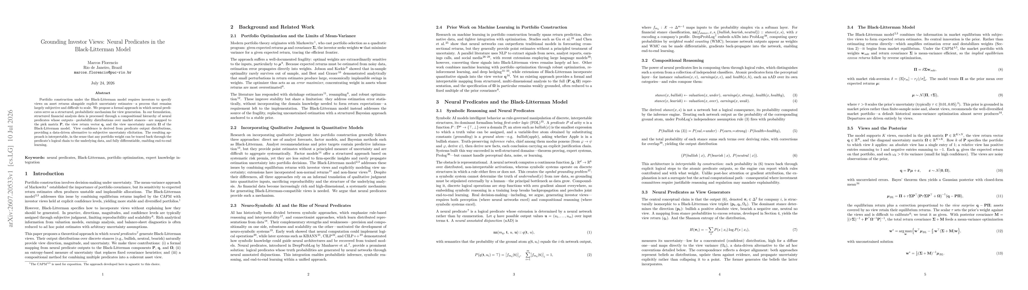Thumbnail for Grounding Investor Views: Neural Predicates in the Black-Litterman Model