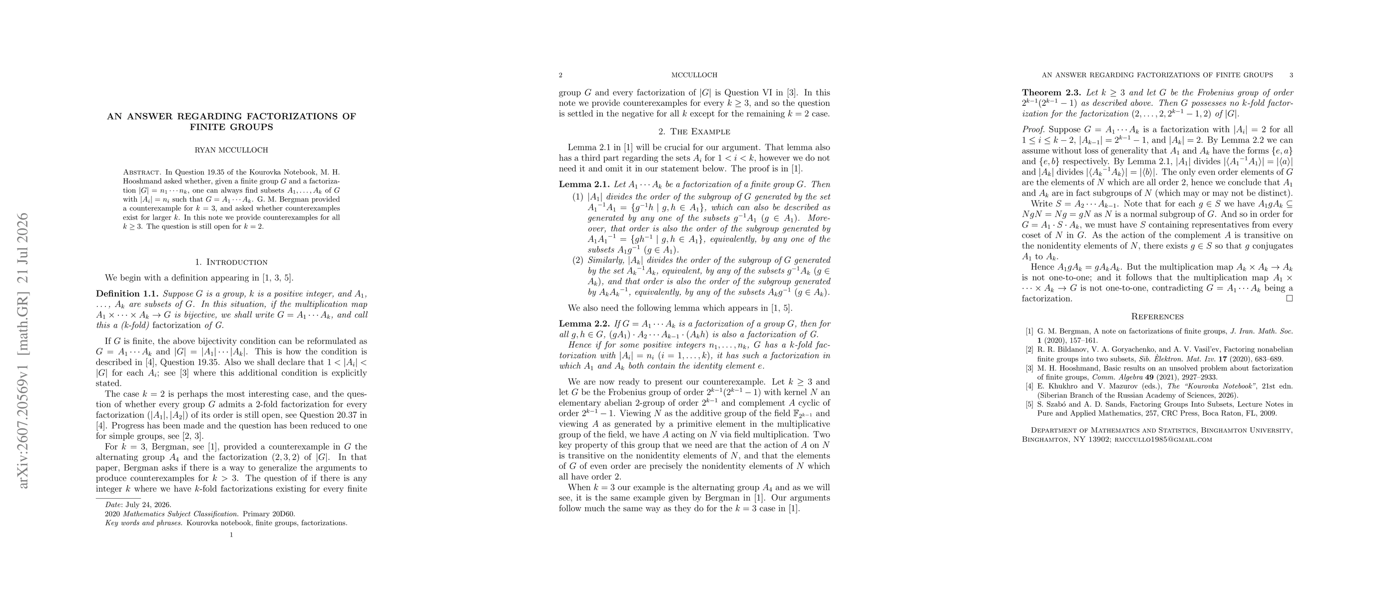 Thumbnail for An answer regarding factorizations of finite groups
