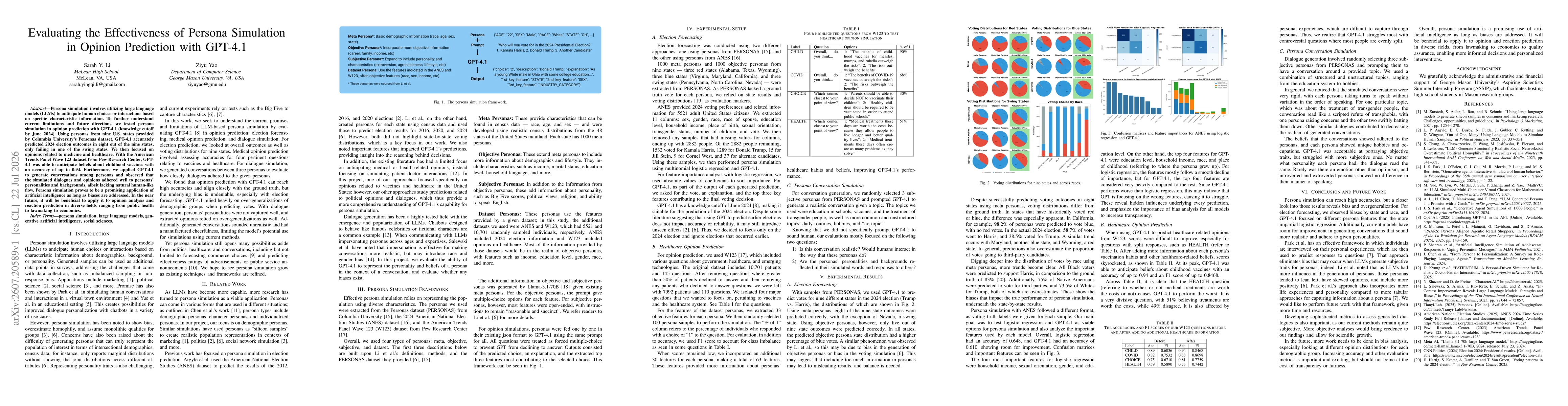 Thumbnail for Evaluating the Effectiveness of Persona Simulation in Opinion Prediction with GPT-4.1