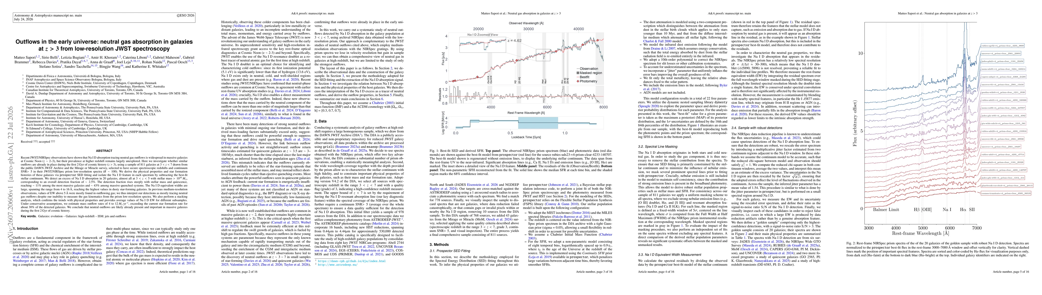 Thumbnail for Outflows in the Early Universe: Neutral gas Absorption in Galaxies at z > 3 from low-resolution JWST Spectroscopy