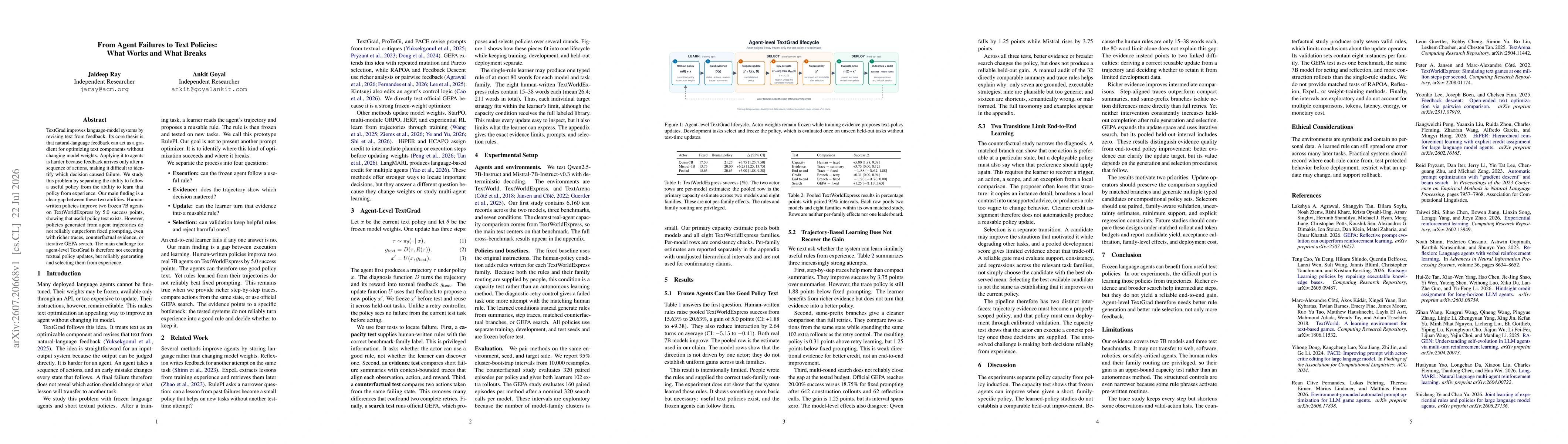 Thumbnail for From Agent Failures to Text Policies: What Works and What Breaks